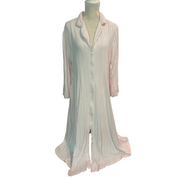 Eileen West Light Pink Robe W/ Zipper 100% Cotton - Picture 1 of 4